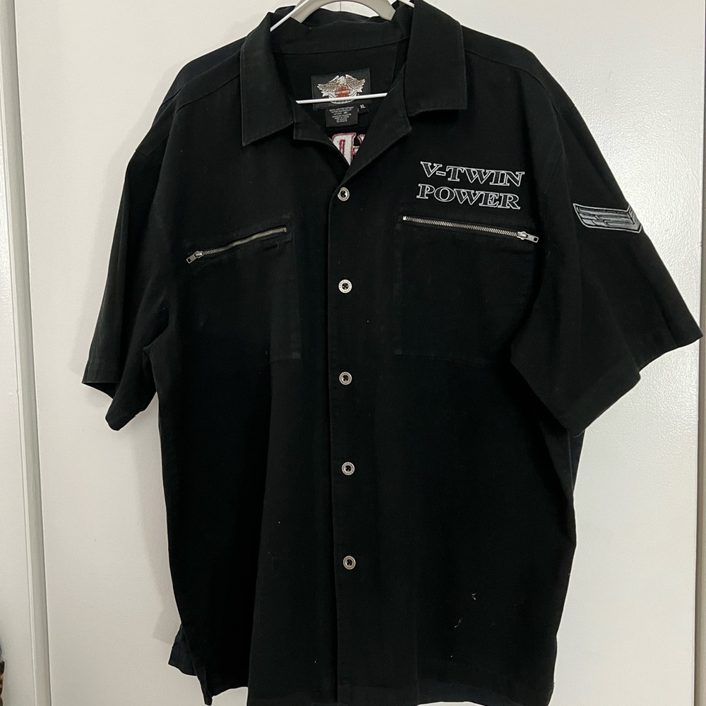 Harley-Davidson Black Casual Button Down Shirt with Embroidery